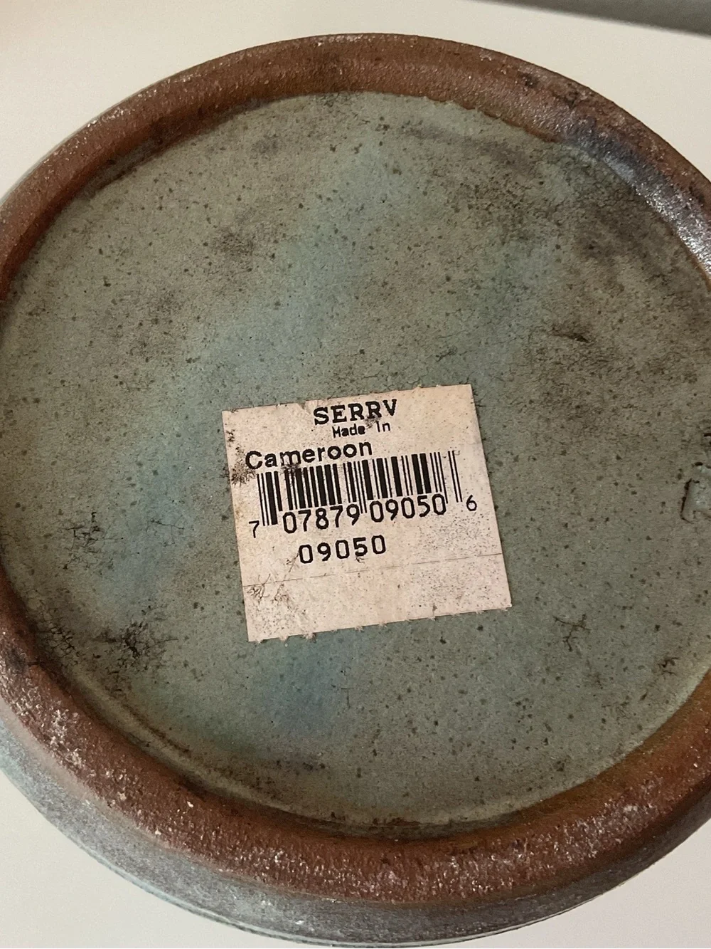 Textured Blue and Brown Decorative Ceramic Vase, made in Cameroon